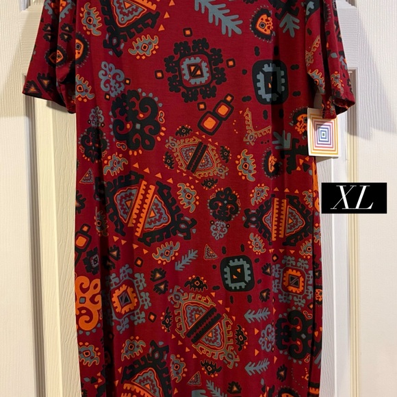LuLaRoe Dresses & Skirts - LuLaRoe Red and Orange Patterned Midi Dress